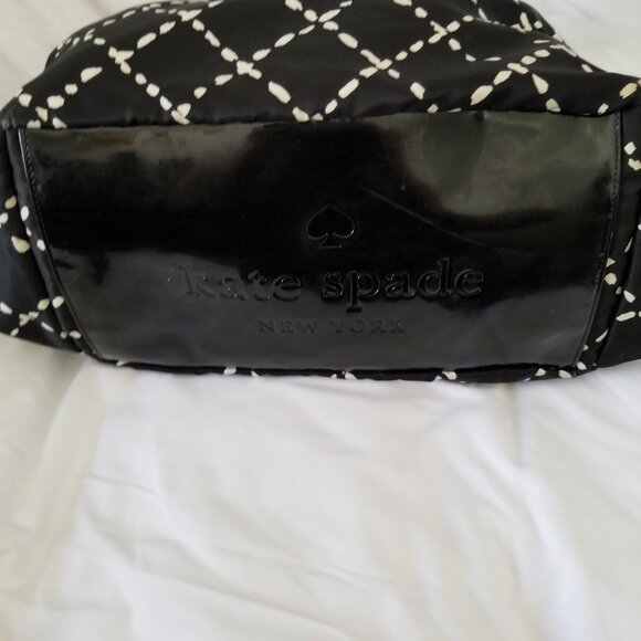 Kate Spade Sew Be It Stevie Black & White Nylon Shoulder or Diaper Baby Bag - Picture 6 of 16